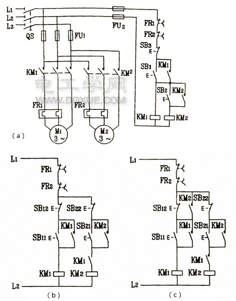 三相电动机控制电路实现顺序控制电路图解