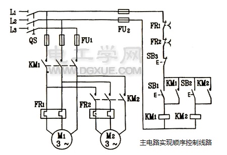 三相电机主电路实现顺序控制电路图解