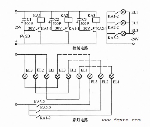 两款流水彩灯电路工作原理图解