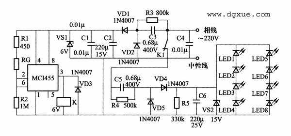 光控LED节能灯电路