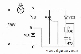 简单实用自动延时关灯电路