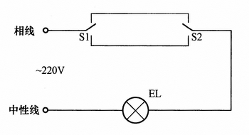 两只双连开关在两地控制一盏灯电路图解