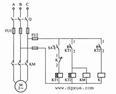 电动机间歇运行控制电路接线图