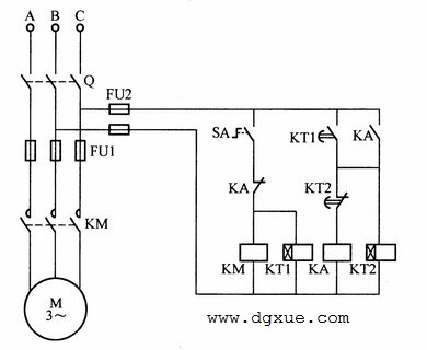 电动机间歇运行控制电路接线图