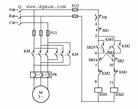电动机双重互锁正反转控制电路接线图