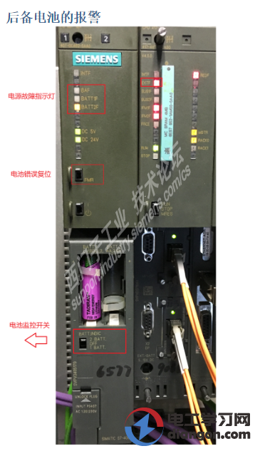 西门子S7-400cpu后备电池报警的处理