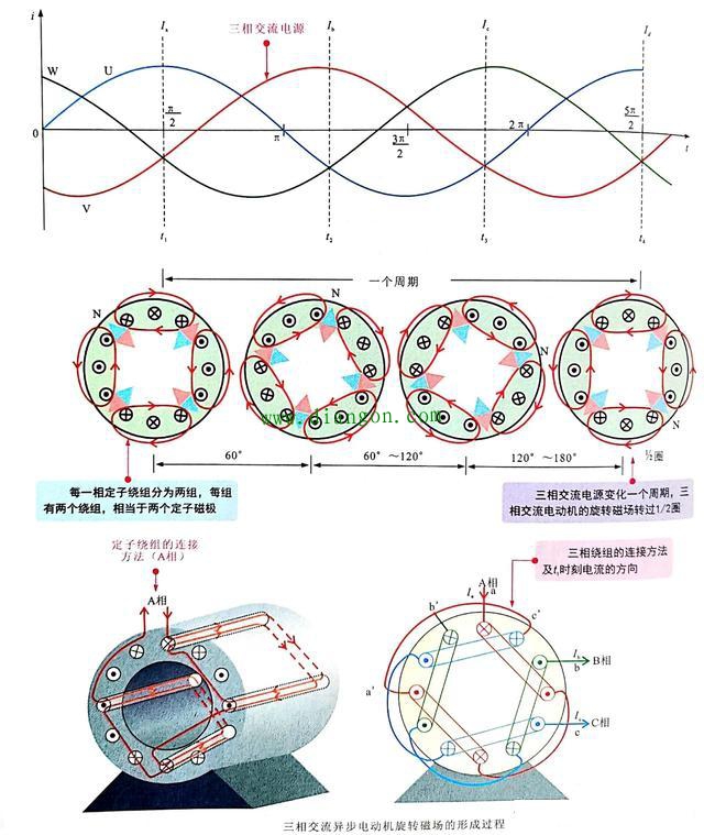 电机磁极对数怎么看？三相异步电机磁极对数计算_电机极对数和槽数的关系