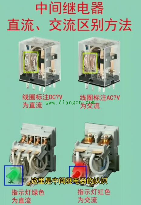 中间继电器上面的红绿灯有什么作用？