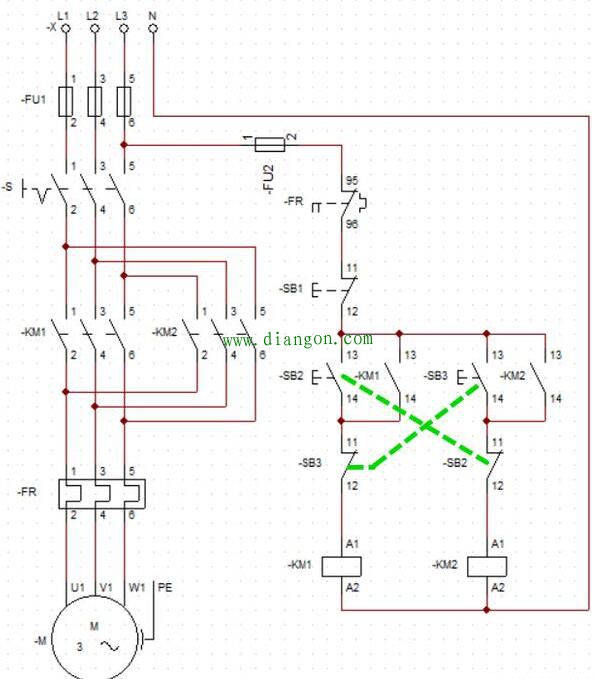 三相交流电动机正反转互锁电路的分析