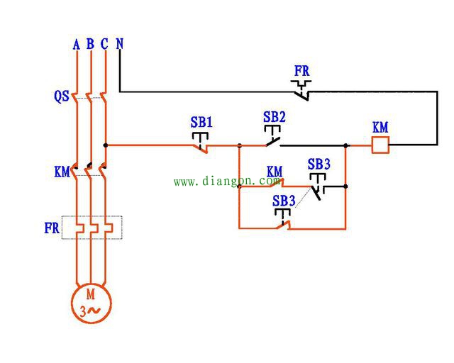 接触器点动加自保电路原理图解