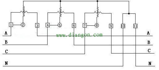 三相四线电表的两种接线方法