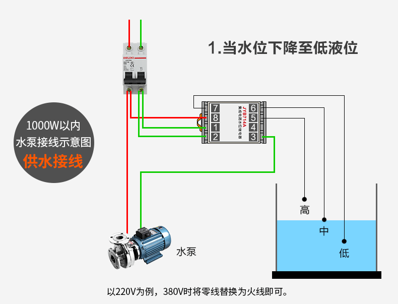 液位继电器怎么接线？220V/380V液位继电器实物接线图
