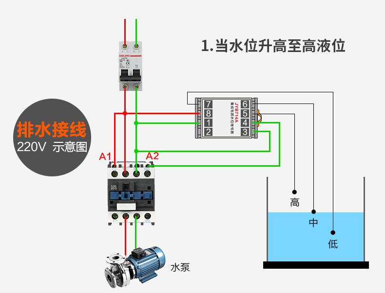 液位继电器怎么接线？220V/380V液位继电器实物接线图