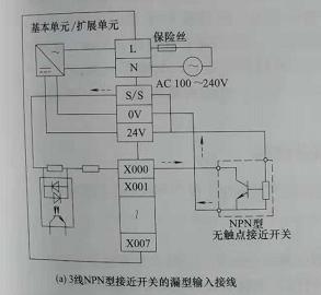 无触点接近开关与PLC输入端子的接线