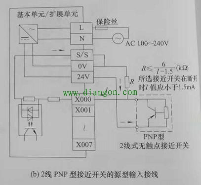 无触点接近开关与PLC输入端子的接线