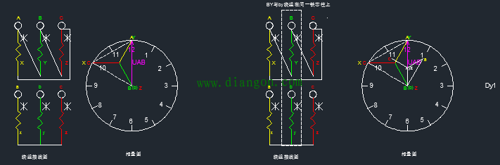 一招学会变压器24种接线的相量图画法及钟点数判别