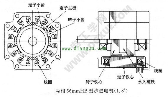 两相56mmHB型步进电机结构