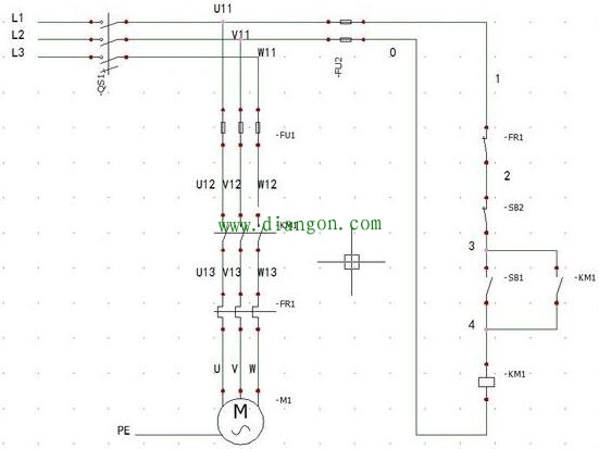 接触器自锁互锁的电动机正反转控制线路图原理图解