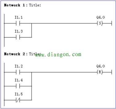 plc置位和复位指令梯形图编程实例