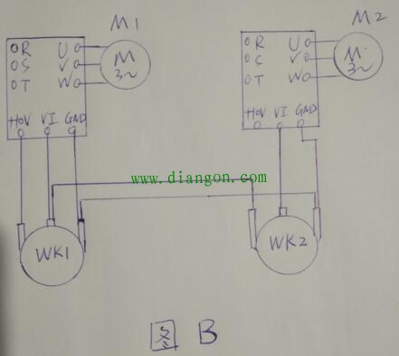 如何用两台变频器同步控制两台电动机