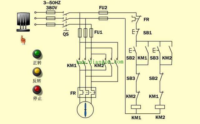 三相异步电动机星三角+正反转电路图原理