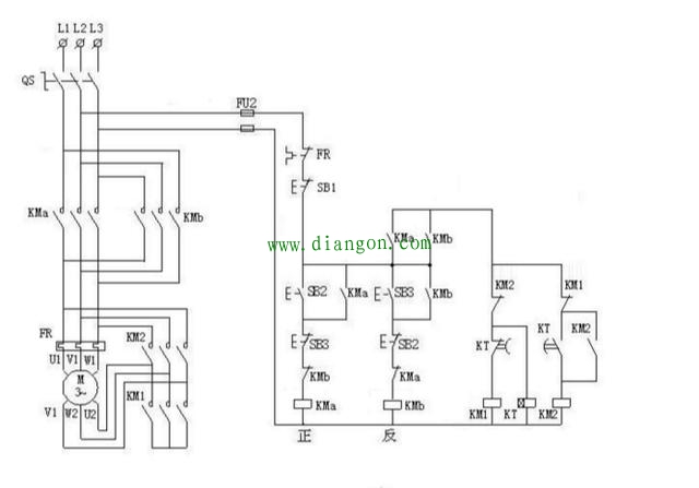 三相异步电动机星三角+正反转电路图原理