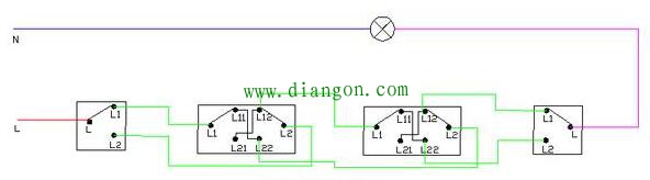 双控开关、多控开关控制一盏灯电路图原理详解
