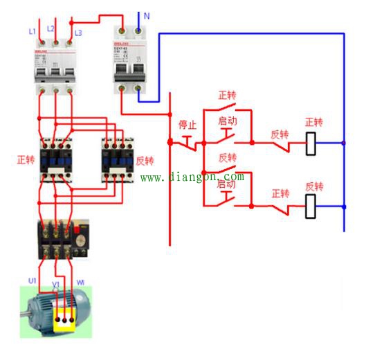 接触器控制电机正反转接线方法图解 初学电工必看！