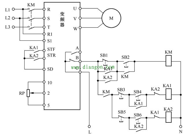 变频器控制电动机正反转电路及参数设置