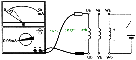 用万用表交流法和直流法判别电动机三相绕组首尾端