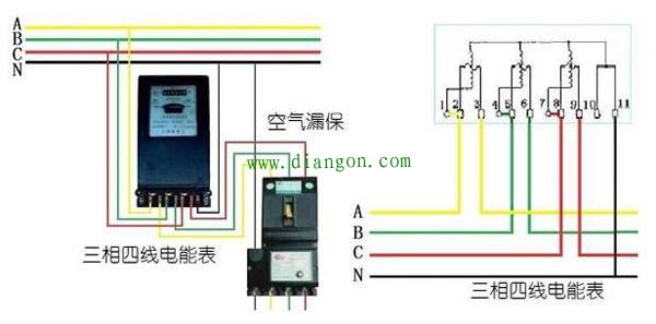 三相四线电表接线图/接线方法图解