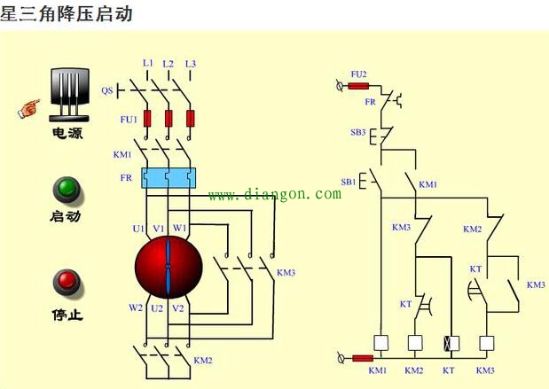 电动机星三角换接起动原理图解