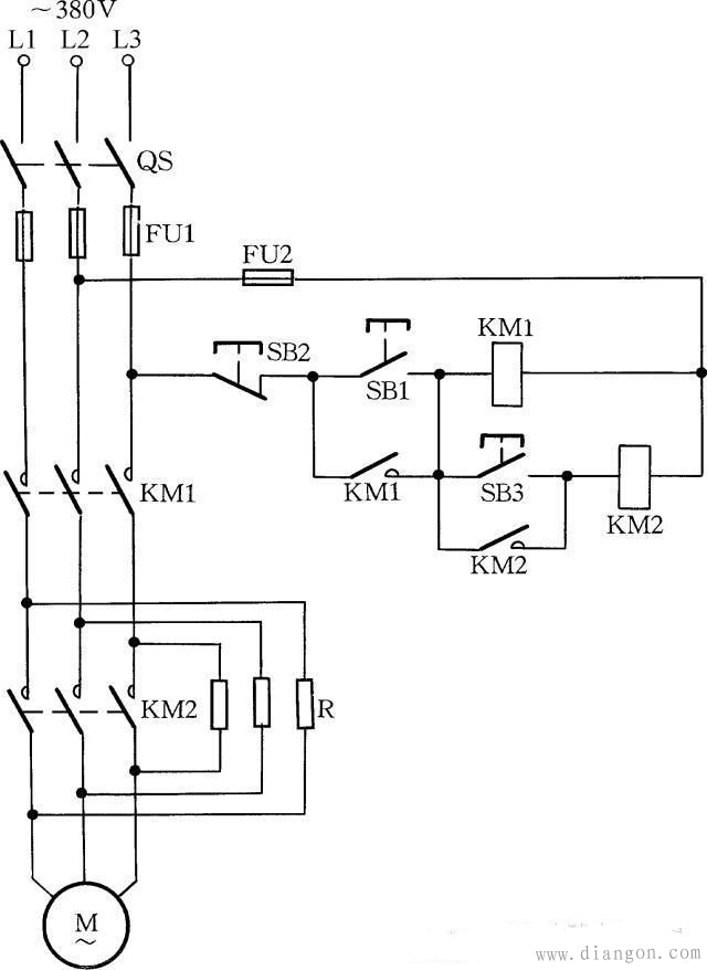 电动机手动串联电阻启动控制电路原理图解