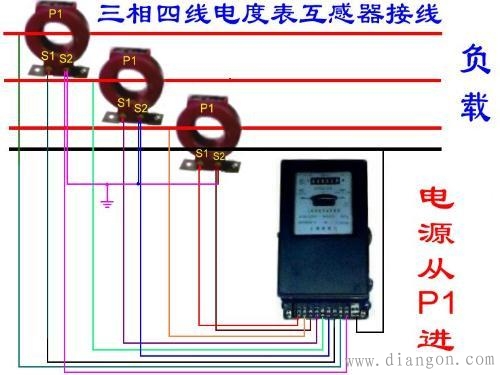 三相四线电表加互感器实物接线图