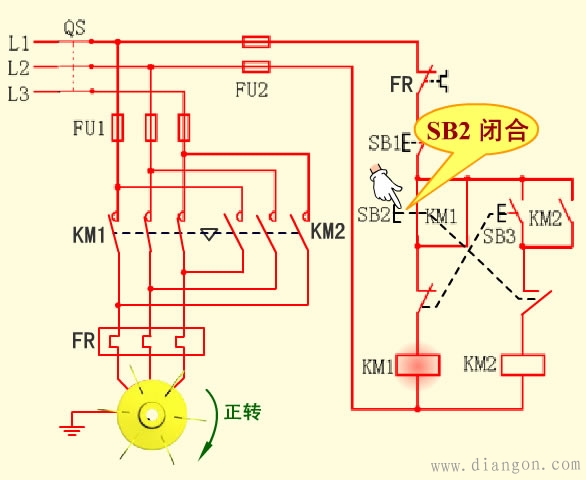 按钮联锁正反转控制电路线路原理图解