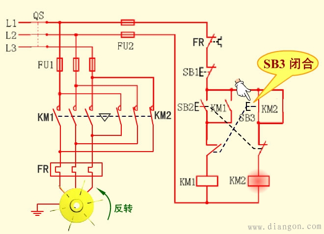 按钮联锁正反转控制电路线路原理图解