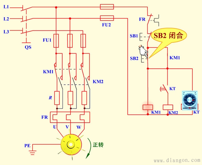 定子串电阻降压启动原理图解