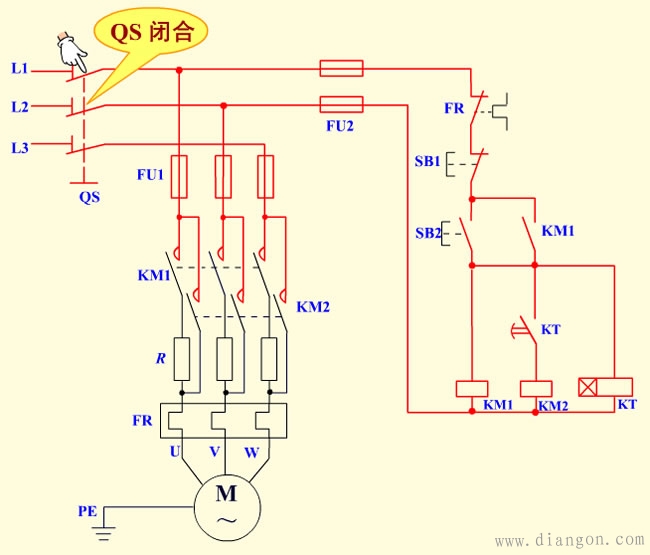 定子串电阻降压启动原理图解