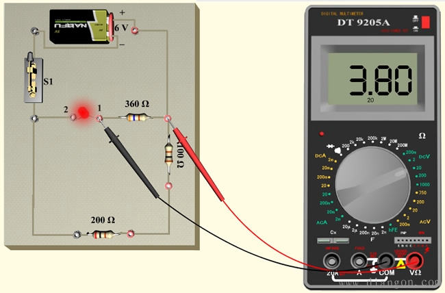 如何用数字万用表测量直流电压
