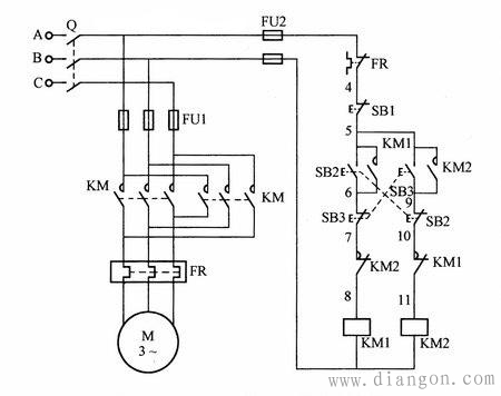 双重互锁正反转控制电路原理接线图
