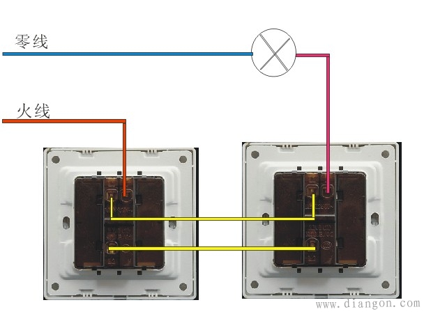 单联双控开关原理和接线图
