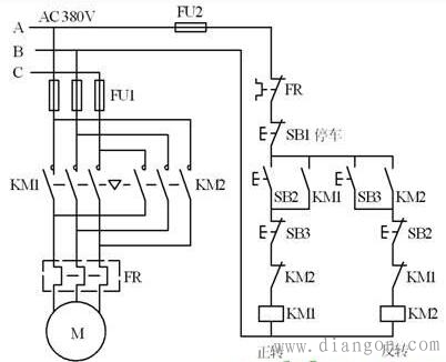 PLC电机正反转电路原理图解
