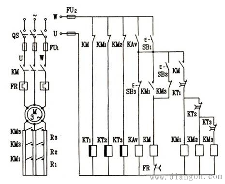 三相电动机转子电路中串联电阻启动控制电路工作原理
