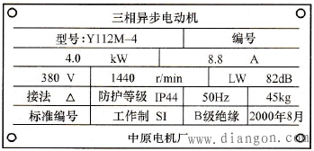 三相异步电动机铭牌