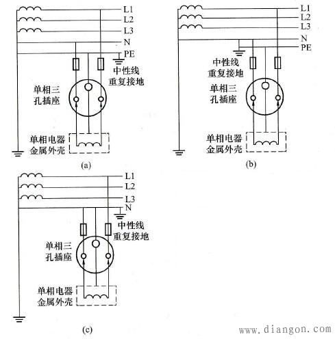 单相三孔插座接线图