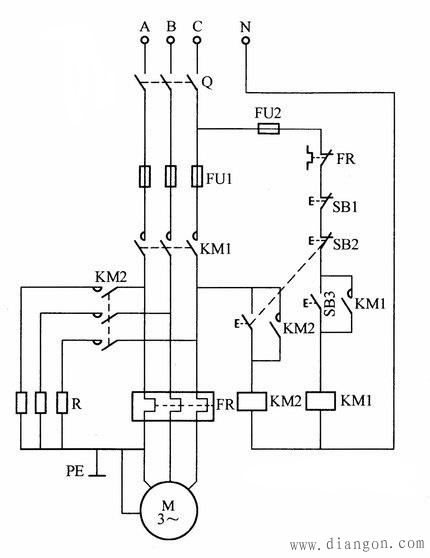 电动机紧急停止按钮开关控制电路原理图解