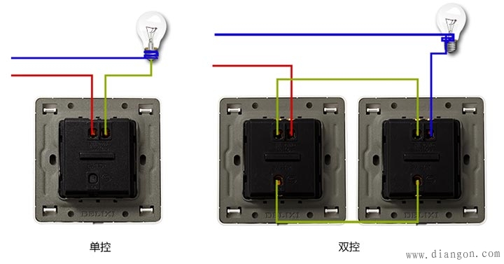 单开双控开关接线图_德力西单开双控开关接线图