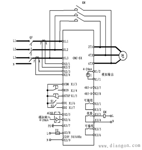 电机软启动器安装接线图