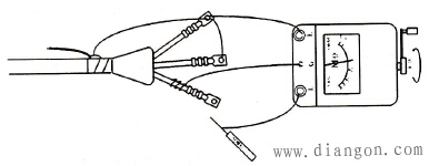 兆欧表测试电力电缆绝缘电阻的接线示意图
