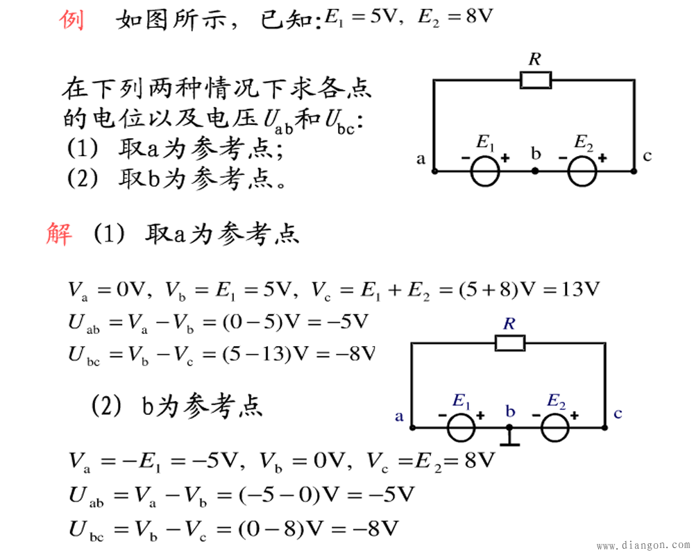 电路中电位的定理定律及其电位的计算公式